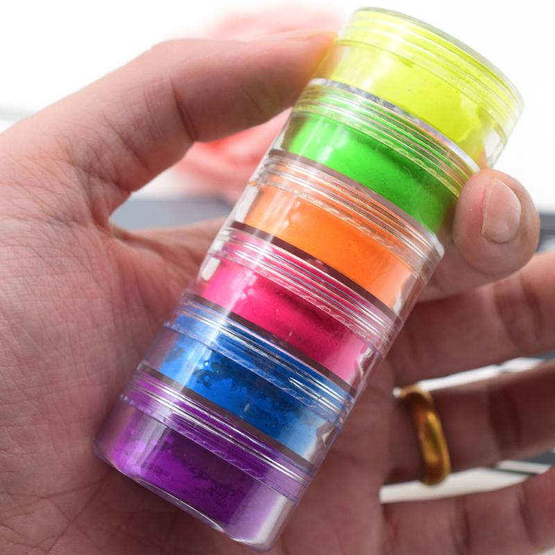 Polvo Neón Sombras De Ojos O Pigmento De Uñas 6 Colores.