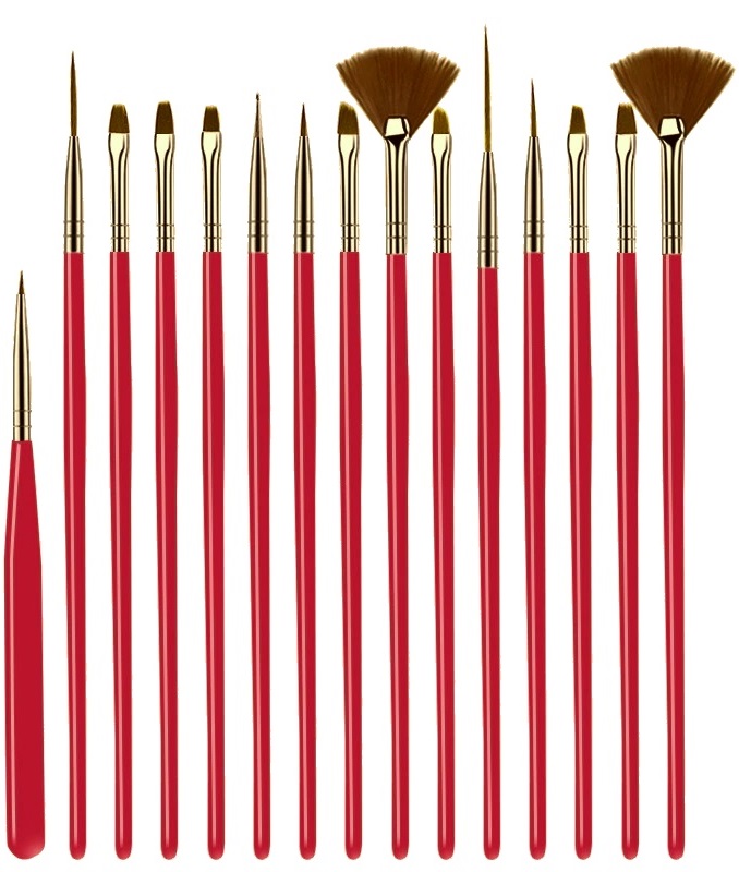 Pinceles Mano Alzada Decoración Paquete Con 15 Piezas.