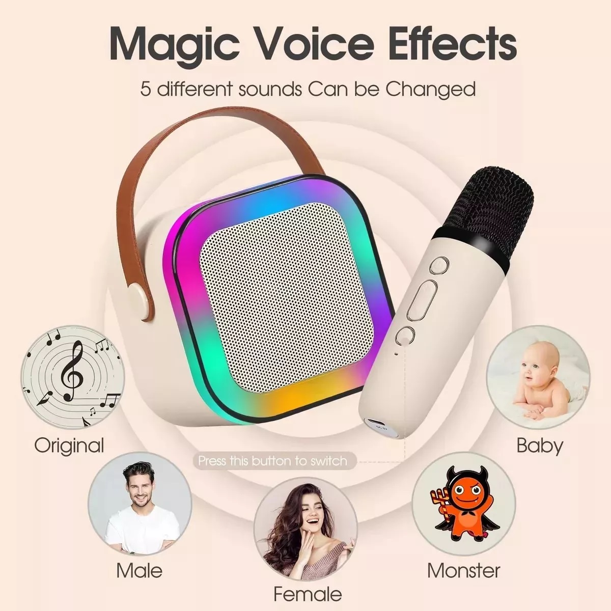 Mini Bocina Karaoke Con Bluetooth Y Micrófono Inalámbrico (Azul).