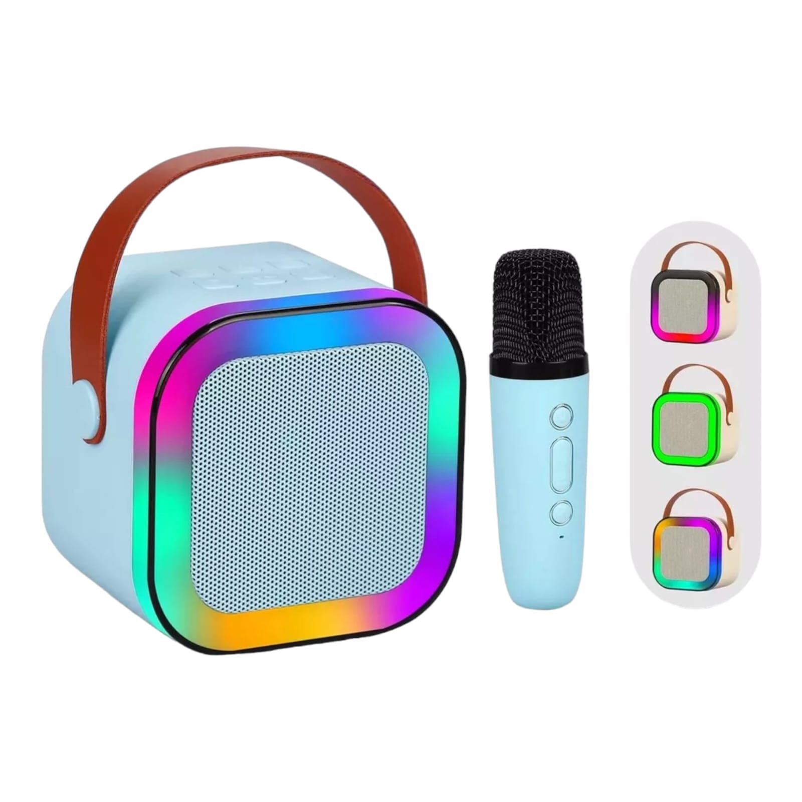 Mini Bocina Karaoke Con Bluetooth Y Micrófono Inalámbrico (Azul).