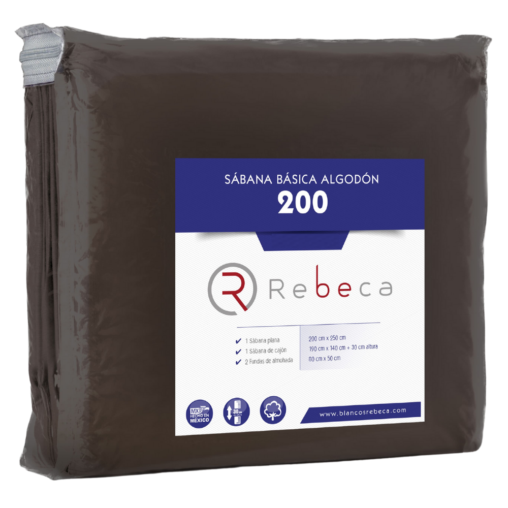 Juego de Sábanas Básica Algodón Percal 200 -Individual -Chocolate