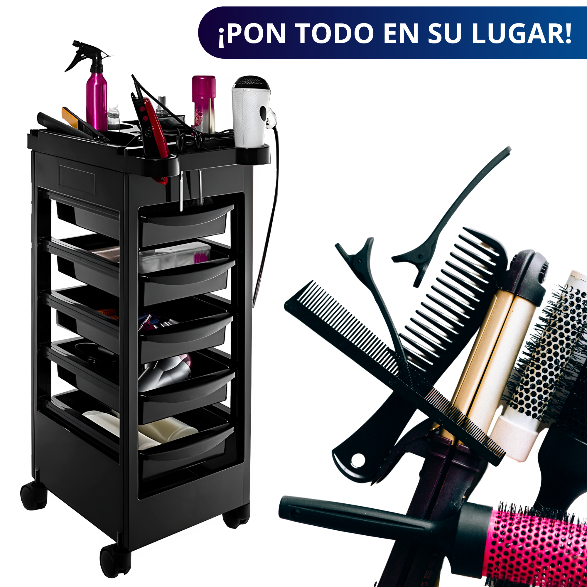 Carrito Auxiliar Para Estetica Ecomlab Organizador Belleza.
