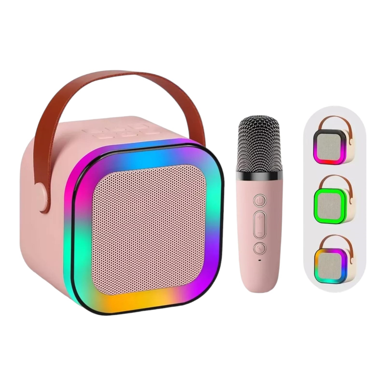 Mini Bocina Karaoke con Bluetooth y Micrófono Inalámbrico (Rosa).