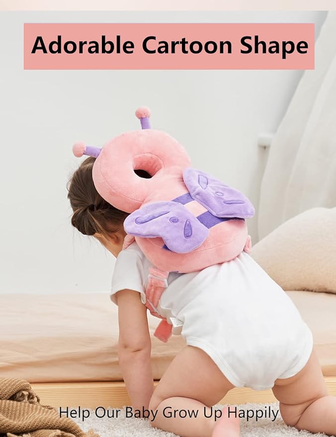 JunNeng Mochila con cojín de protección para la Cabeza del bebé, Mariposa.