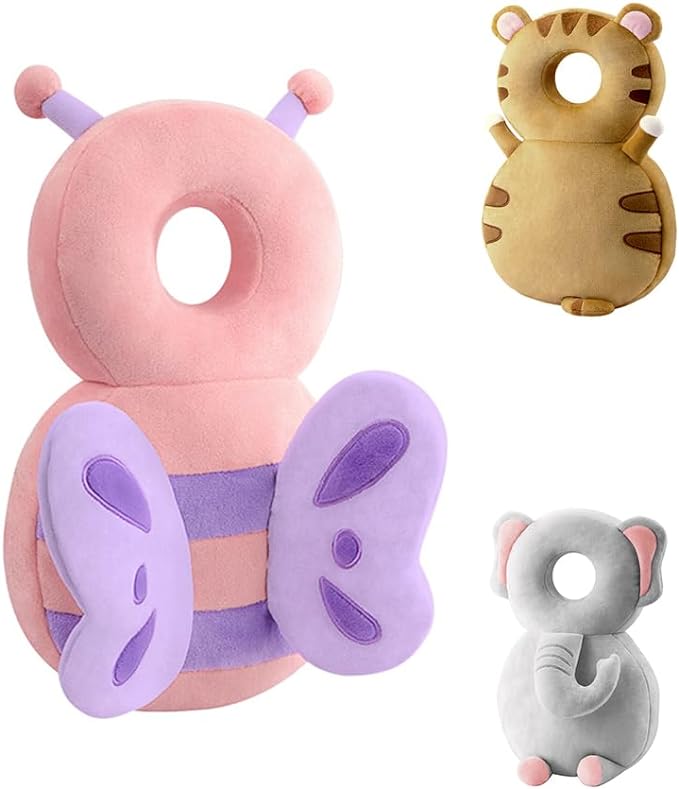 JunNeng Mochila con cojín de protección para la Cabeza del bebé, Mariposa.