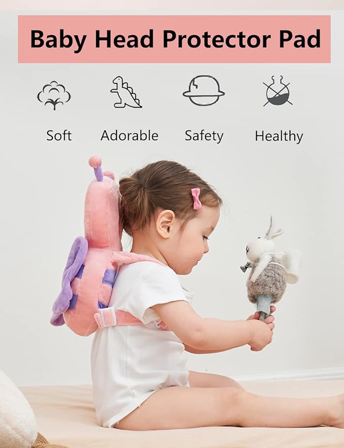 JunNeng Mochila con cojín de protección para la Cabeza del bebé, Mariposa.