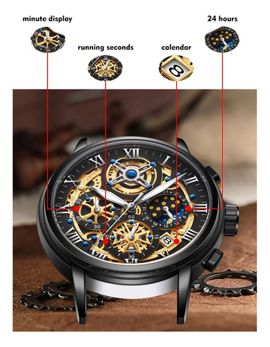 Reloj De Hombre Cuarzo De Tres Botones Impermeable Fecha