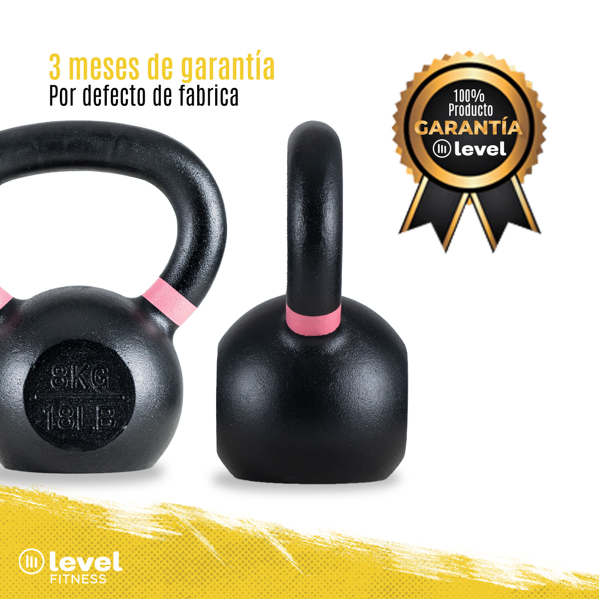 Pesa Rusa Kettlebell De 8 Kg/18 Libras Fitness Gym Color ROSA.