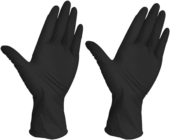 100 Guantes de Nitrilo Vinil de Alta Calidad Color Negro, Sin Látex, Sin Polvo, Diseño Ambidiestro, Ajuste Perfecto, Desechables y Resistentes Talla Grande.