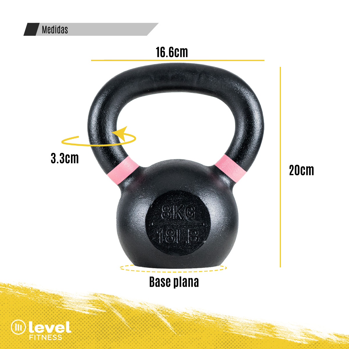 Pesa Rusa Kettlebell De 8 Kg/18 Libras Fitness Gym Color ROSA.