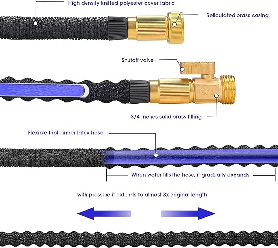 Manguera de Jardín Expandible Manguera de Agua Extensible Tubo de Agua Retráctil 50FT/15M Pistola para Agua Conector Multifuncional Riego de Plantas Lavado de Coche Autos Mascotas Ducha de Perro(15).