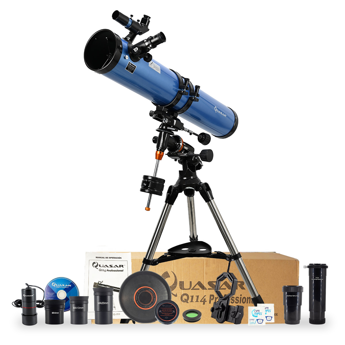 Telescopio Quasar Professional Q114 675x Con Cámara