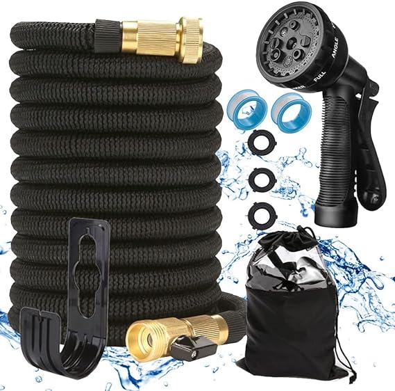 Manguera de Jardín Expandible Manguera de Agua Extensible Tubo de Agua Retráctil 50FT/15M Pistola para Agua Conector Multifuncional Riego de Plantas Lavado de Coche Autos Mascotas Ducha de Perro(15).