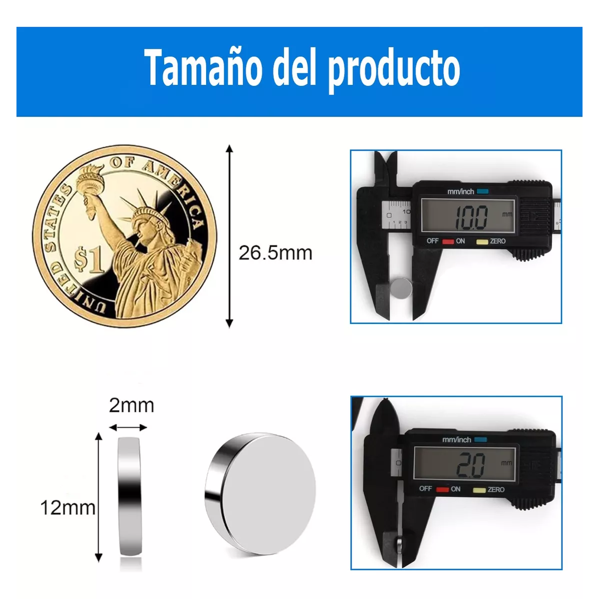 100 Pz Imanes Neodimio Redondo Imán 10x2 Mm Super Potente.