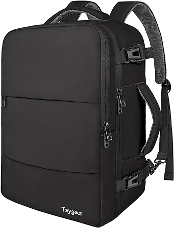 Mochila de Viaje para Computadora Portátil, Maleta de Viaje Aprobada por Avión para Hombres y Mujeres con Puerto de Carga USB, Bolsa de Equipaje de 35 L Aprobada por la TSA de 15,6 Pulgadas, Negro.