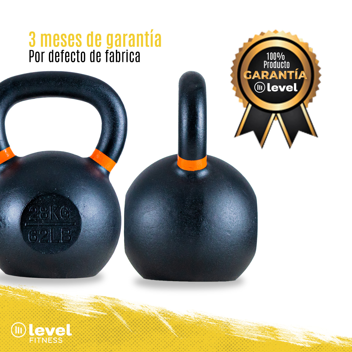 Pesa Rusa Kettlebell De 28kg/61.7 Lb Fitness Gym Crossfit Color NARANJA.