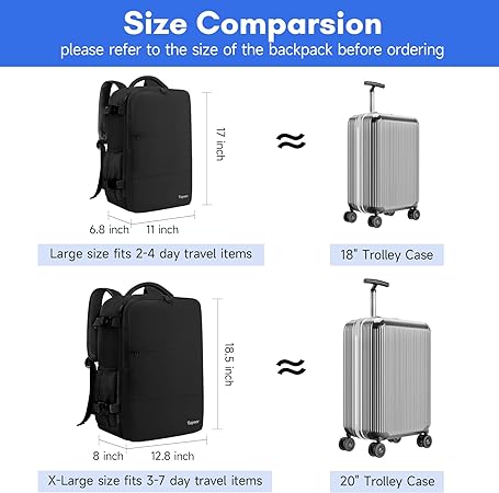 Mochila de Viaje para Computadora Portátil, Maleta de Viaje Aprobada por Avión para Hombres y Mujeres con Puerto de Carga USB, Bolsa de Equipaje de 35 L Aprobada por la TSA de 15,6 Pulgadas, Negro.