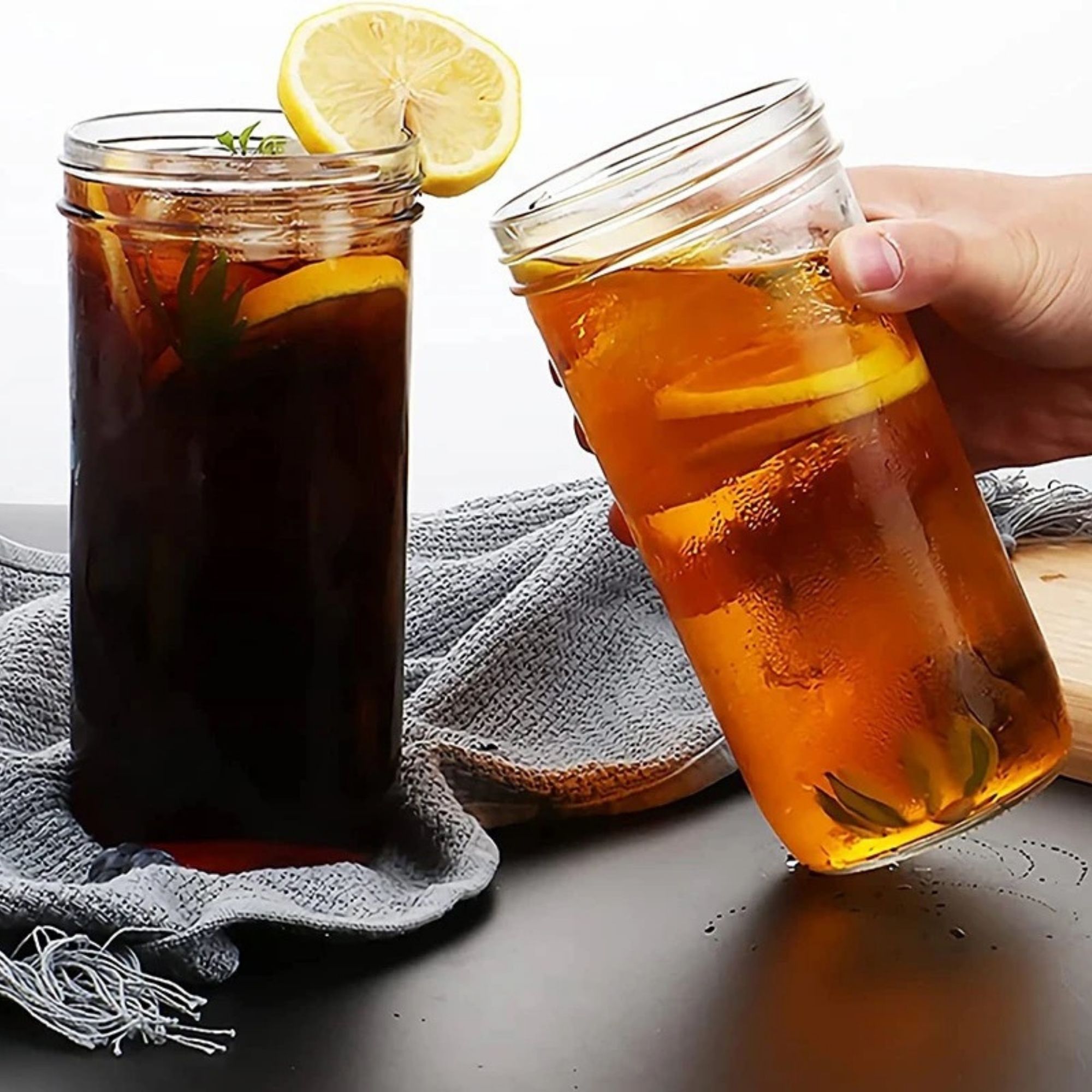 Vasos De Vidrio Con Tapa Ecomlab Juego De 4 Piezas 650ml.