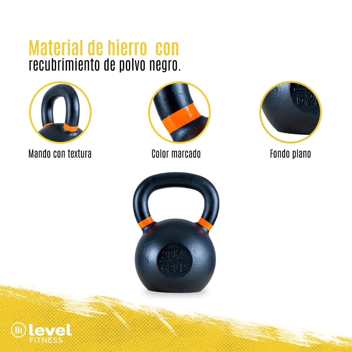 Pesa Rusa Kettlebell De 28kg/61.7 Lb Fitness Gym Crossfit Color NARANJA.