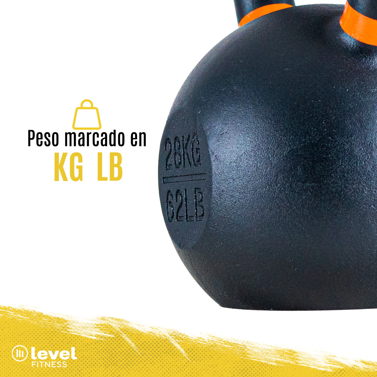 Pesa Rusa Kettlebell De 28kg/61.7 Lb Fitness Gym Crossfit Color NARANJA.