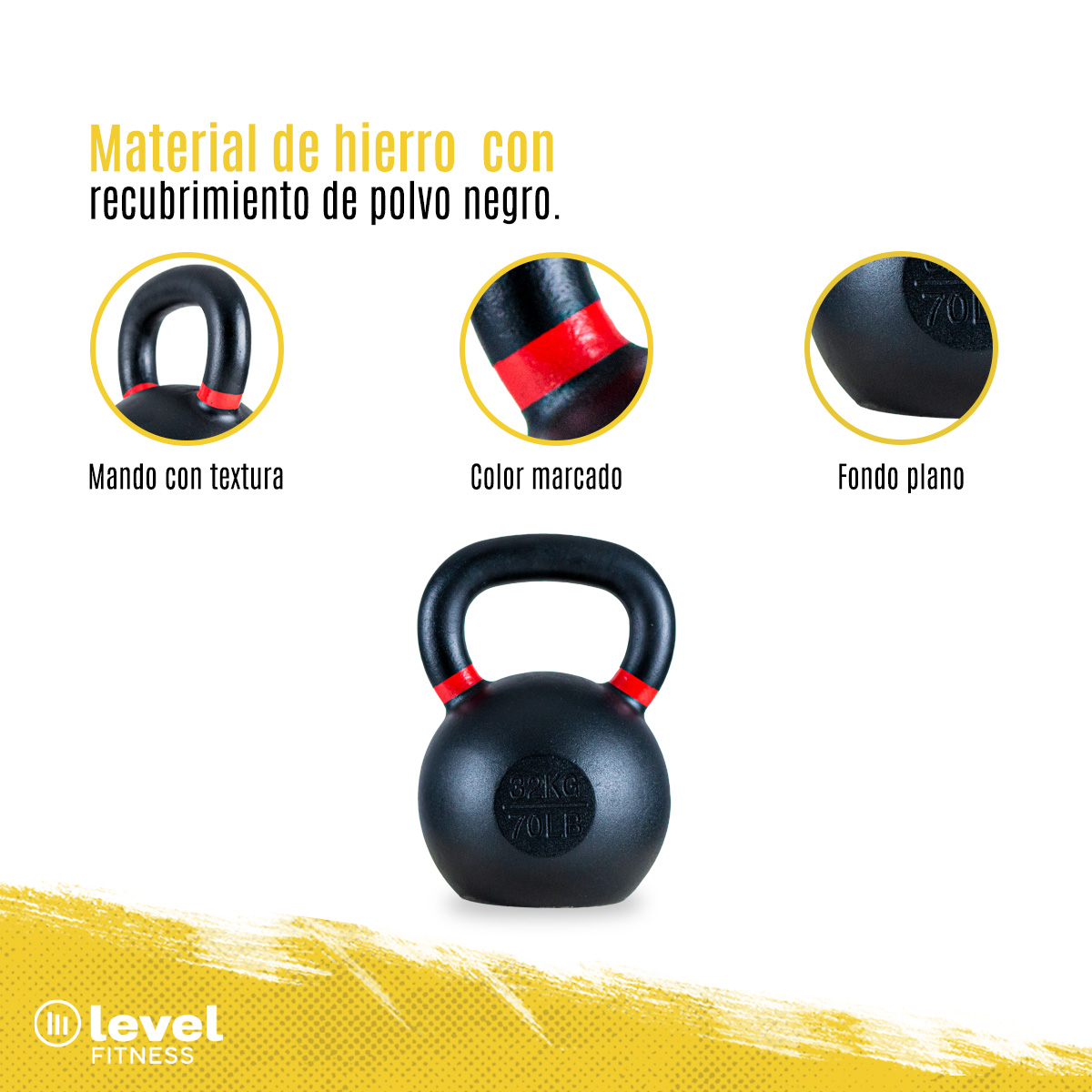 Pesa Rusa Kettlebell De 32kg/70.5 Lb Fitness Gym Crossfit Color ROJO.