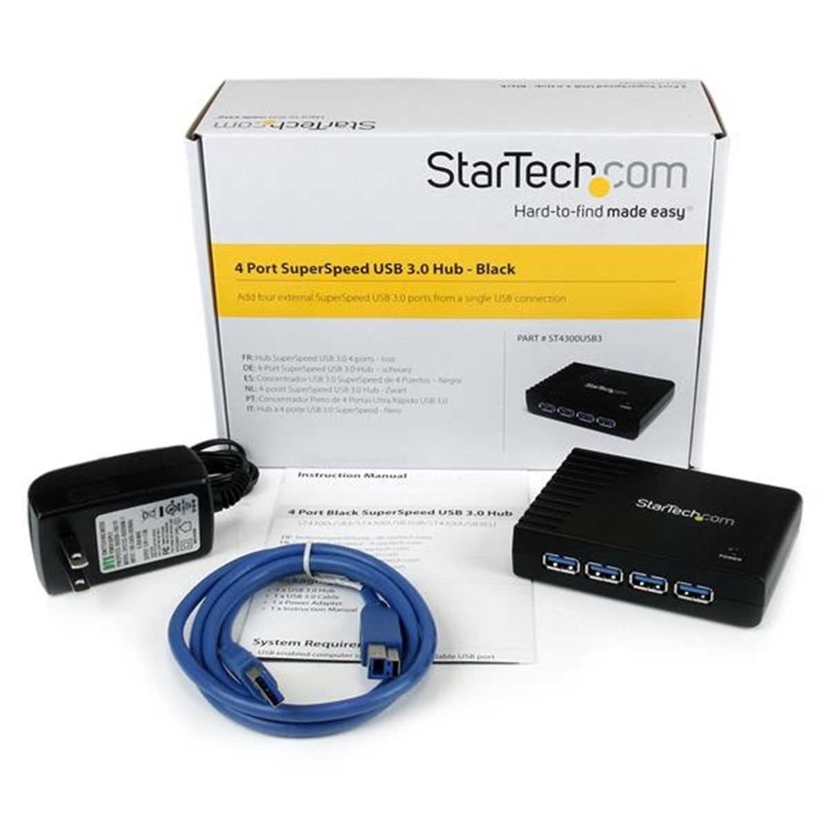 Concentrador Hub USB StarTech USB A 3.0 4 Puertos 5000 Mbit/s.
