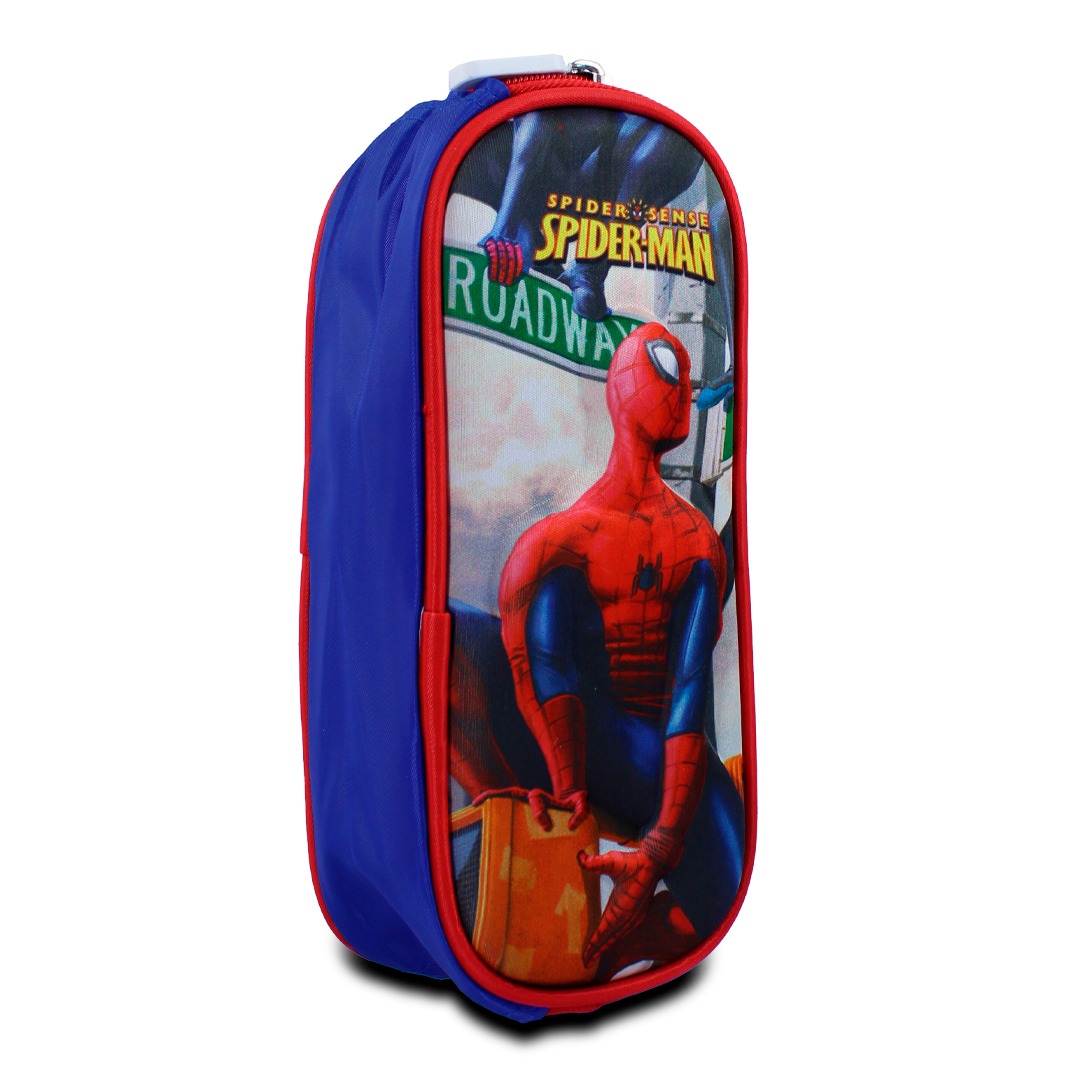  Kit Escolar Mochila Azul Lonchera Y Lapicera De Spider Men Para Niños.