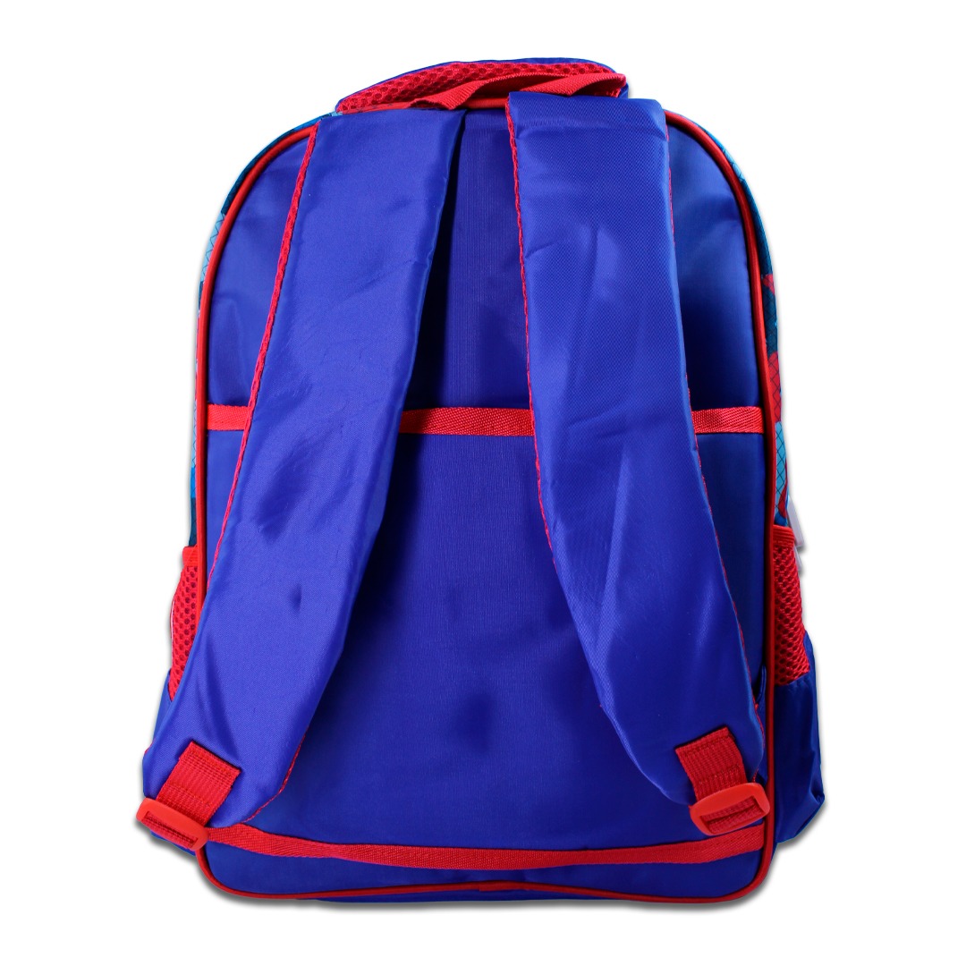  Kit Escolar Mochila Azul Lonchera Y Lapicera De Spider Men Para Niños.