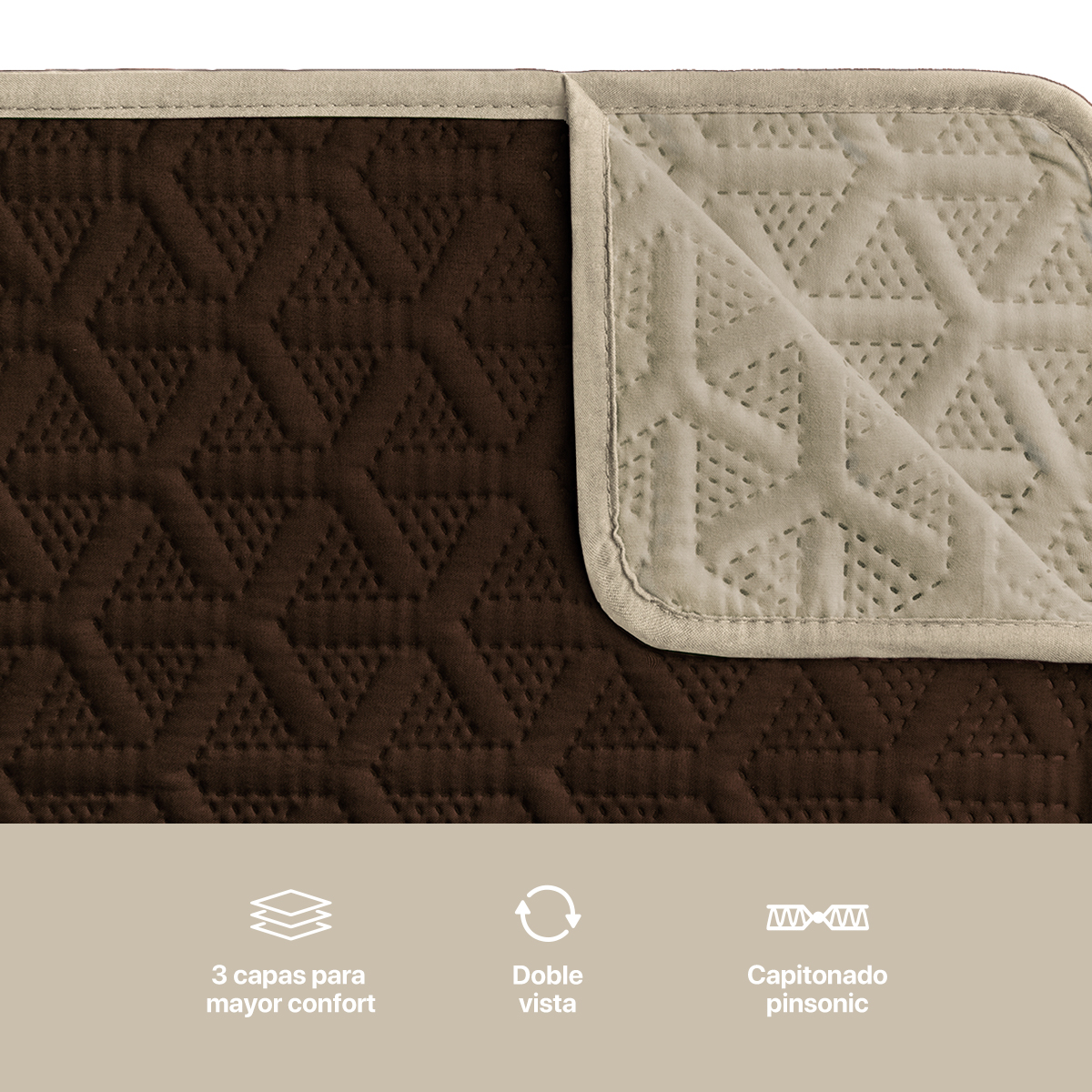 Protector Cubre Sala Doble Vista - 3 Pzas - Café / Khaki REAL TEXTIL.