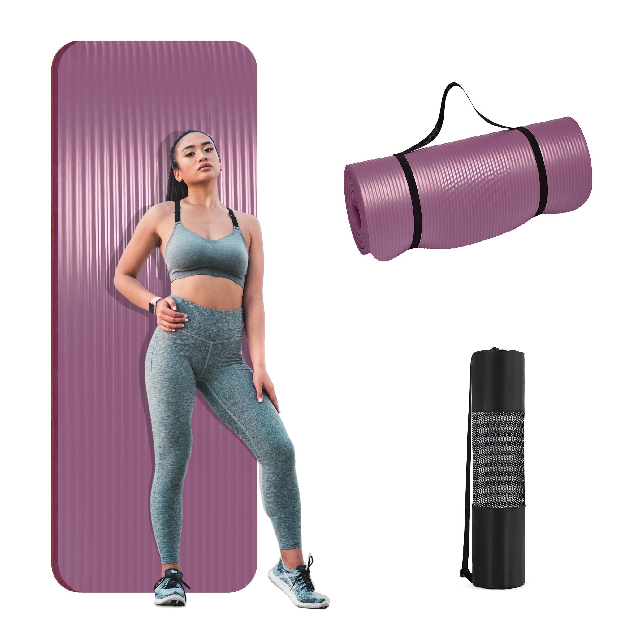 TAPETE PARA HACER EJERCICIO ECOMLAB TAPETE DE YOGA GRUESO COLOR MORADO.