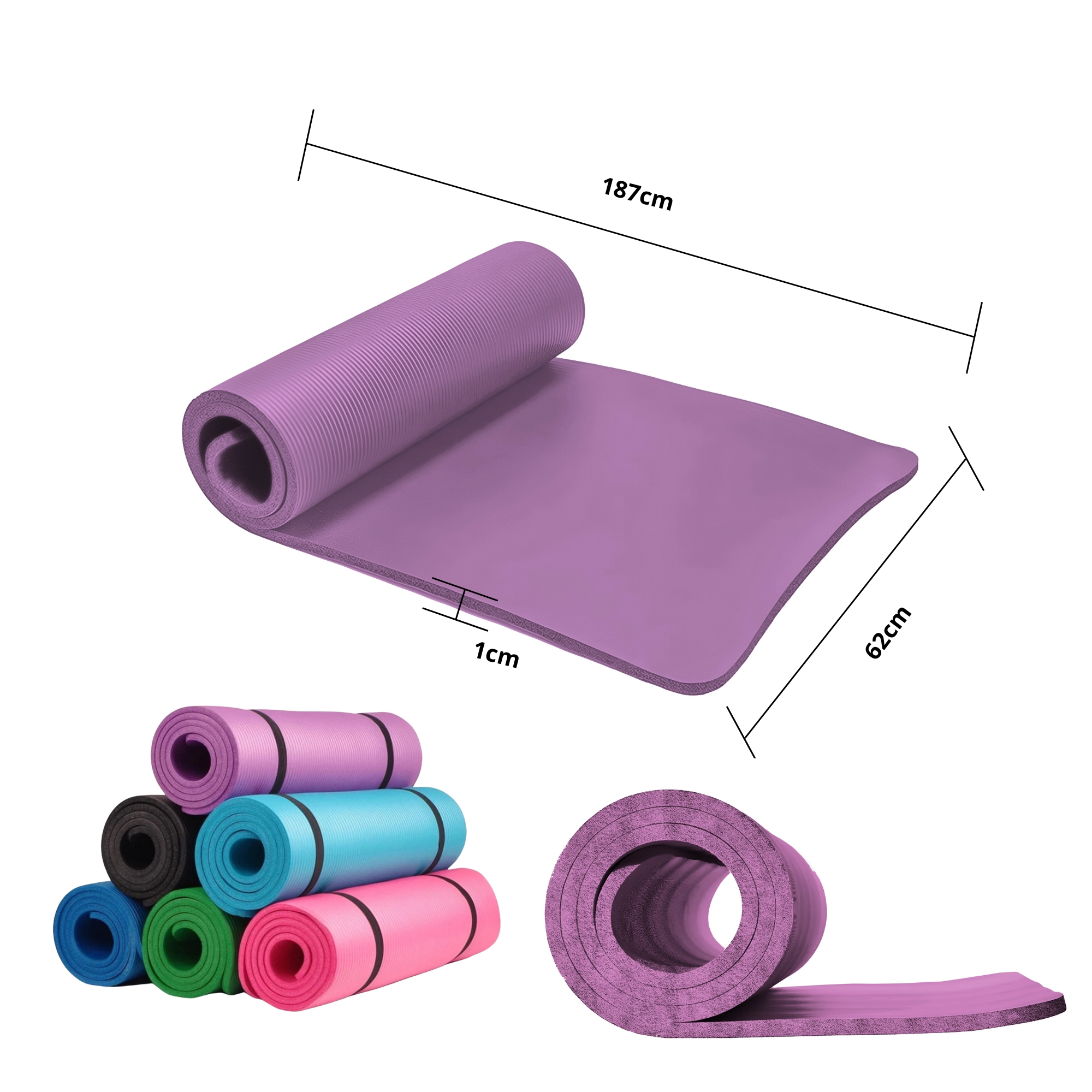 TAPETE PARA HACER EJERCICIO ECOMLAB TAPETE DE YOGA GRUESO COLOR MORADO.