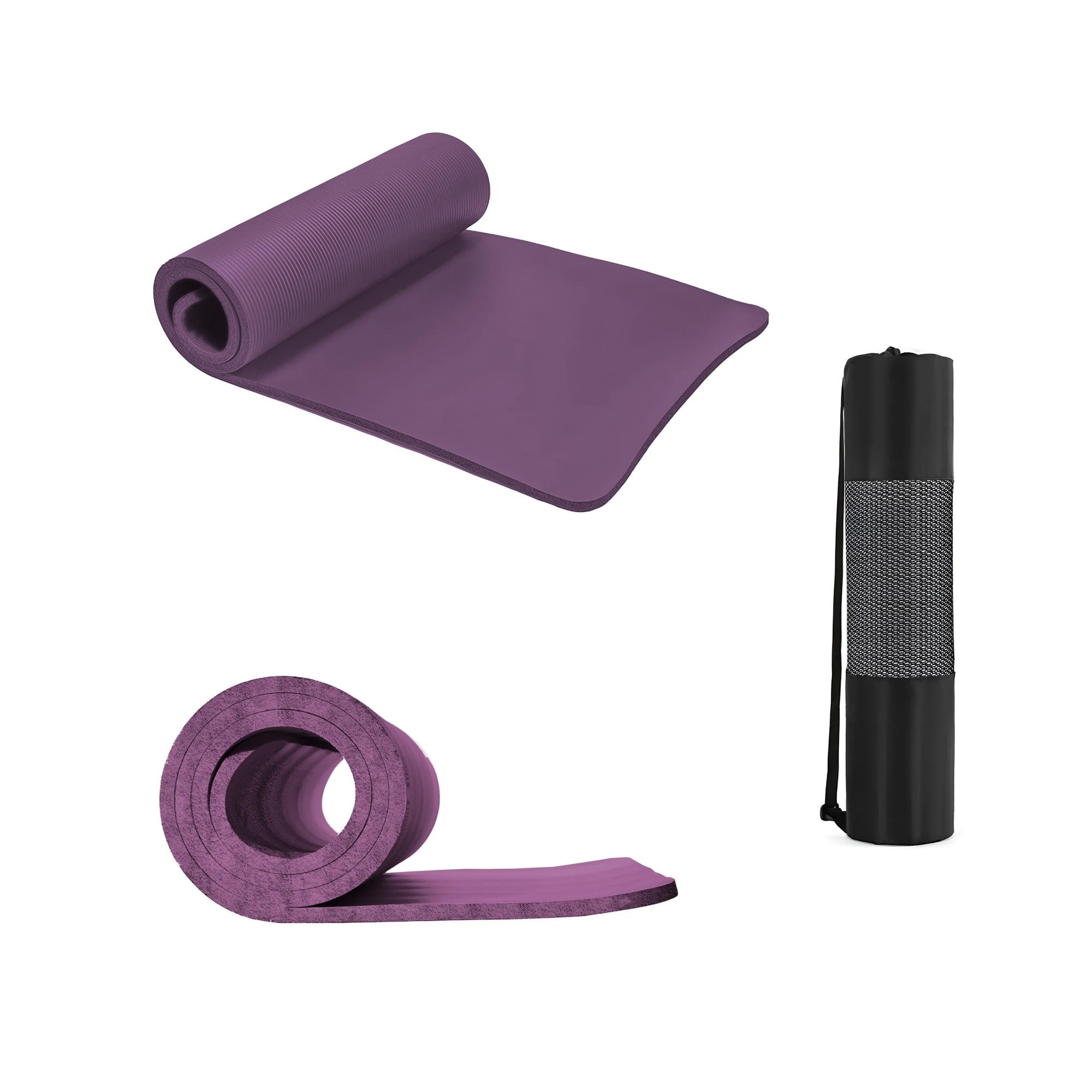 TAPETE PARA HACER EJERCICIO ECOMLAB TAPETE DE YOGA GRUESO COLOR MORADO.
