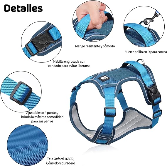 MESVIER Arnés para Perro Mediano Grande Pequeño con Correa 1.5m, Pechera para Perro Ajustable Reflectante Transpirable, Arneses para Perro Sin Tirones para Caminar Viajar Entrenar Perros Accesorios.