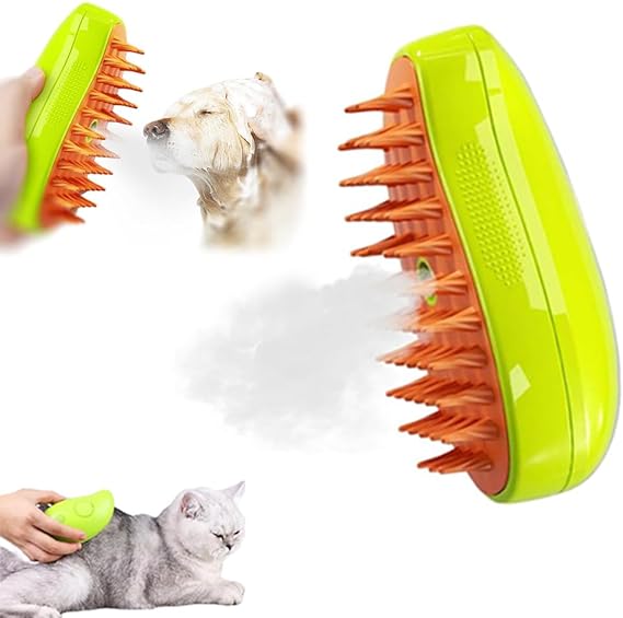 Cepillo Vapor eléctrico para perro, Cepillo de gato de vapor auto limpieza, Cepillo vapor para mascotas para masaje, Cepillos de Aseo para Mascotas, Para depilación, masaje y peinado de mascotas..