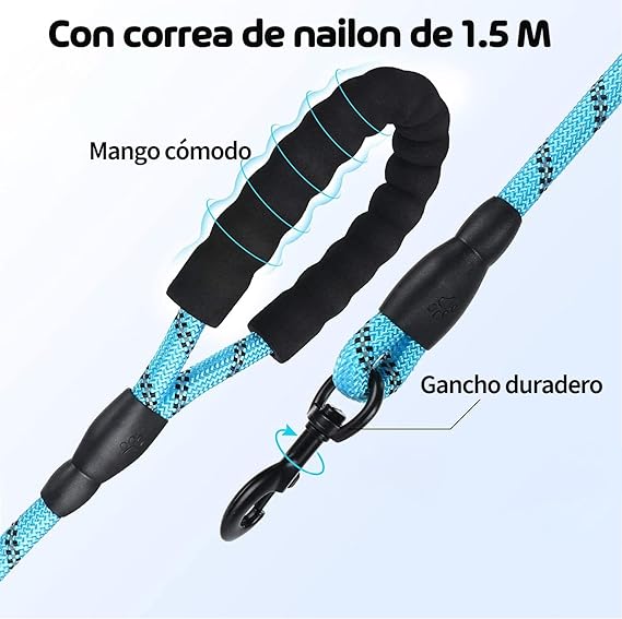 MESVIER Arnés para Perro Mediano Grande Pequeño con Correa 1.5m, Pechera para Perro Ajustable Reflectante Transpirable, Arneses para Perro Sin Tirones para Caminar Viajar Entrenar Perros Accesorios.