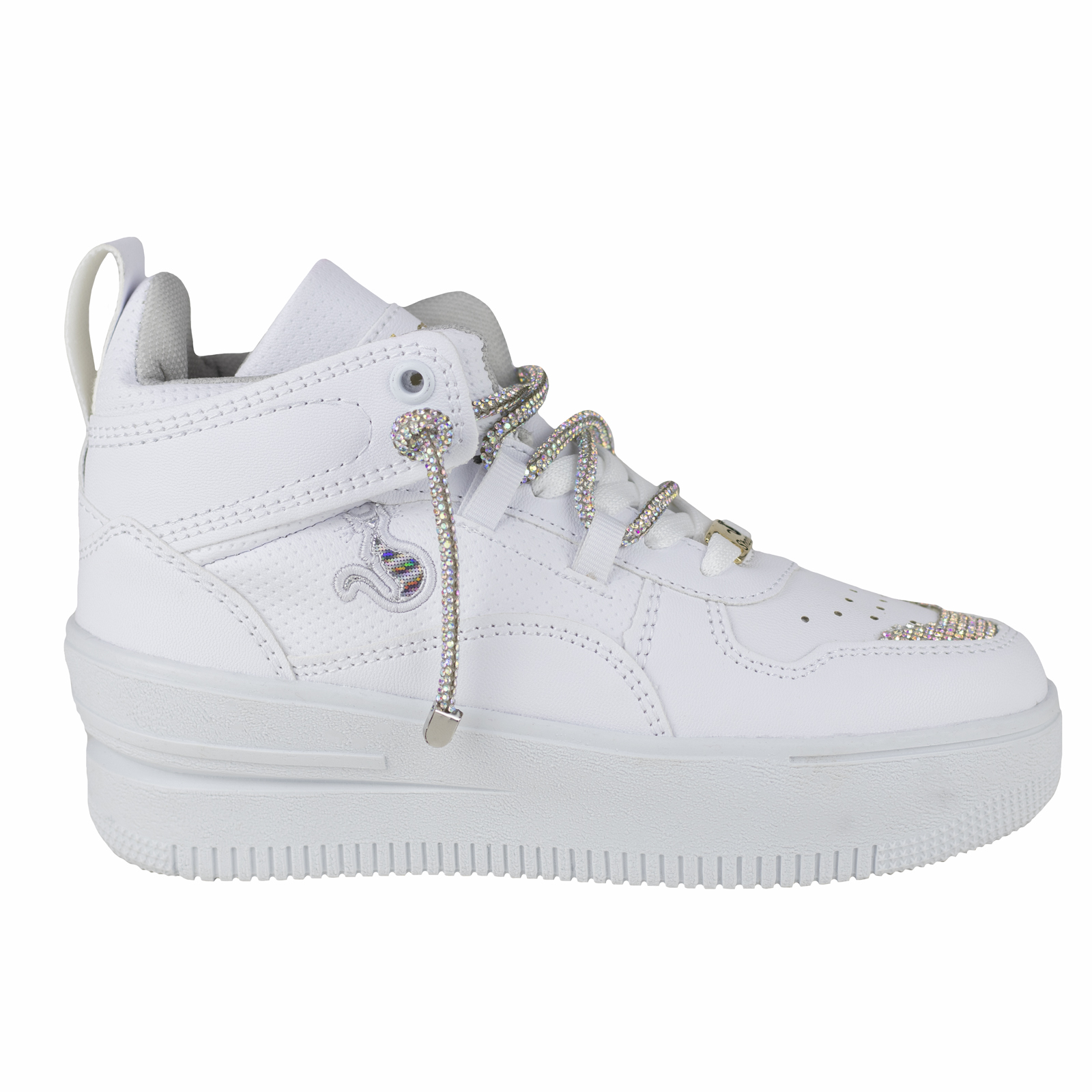 Tenis Tipo Bota Plataforma Mujer Shadow 3003 Blanco Tornasol.