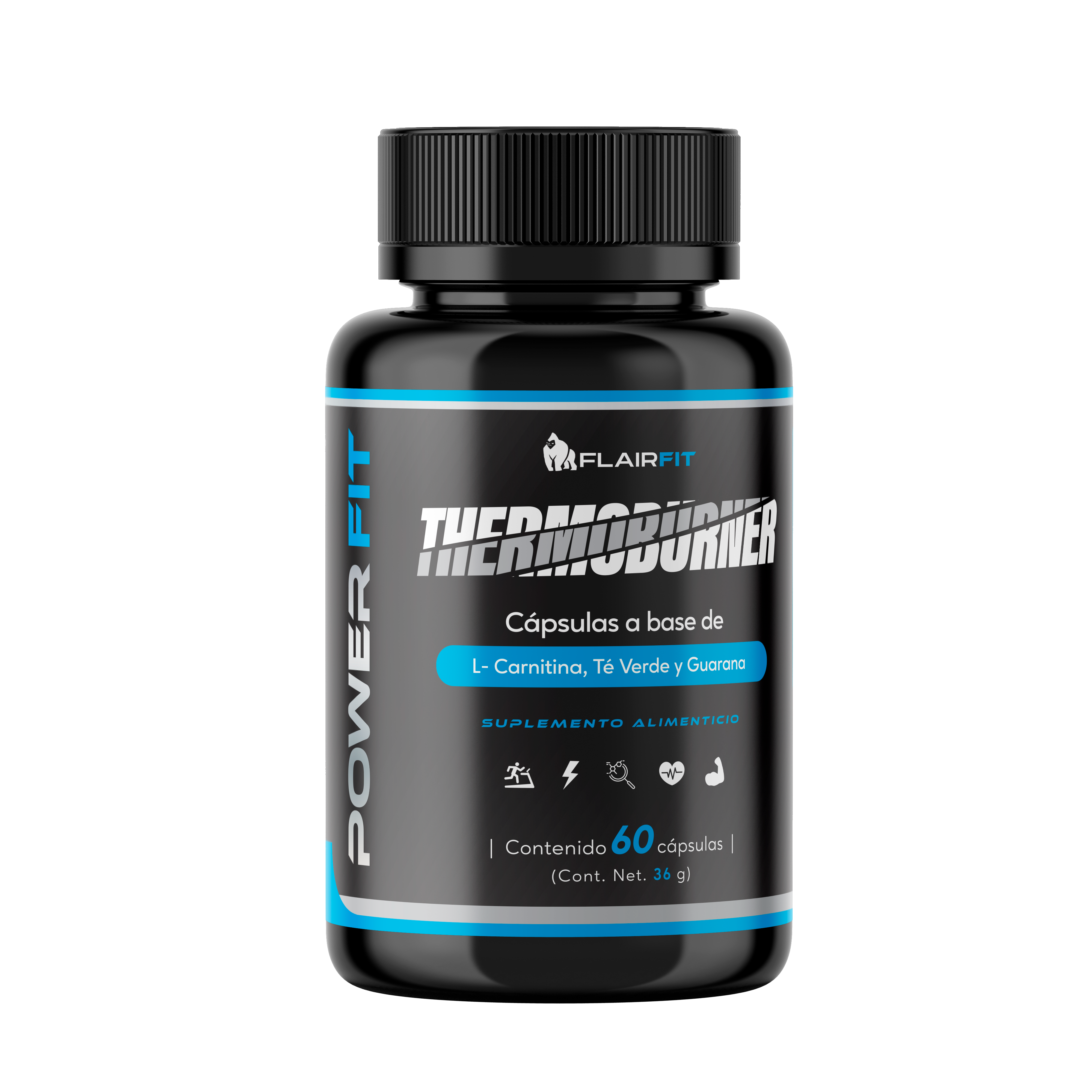 Suplemento En Cápsulas Flairfit Thermoburner, Formulación Premium L- Carnitina, Guaraná, Té Verde, Vitamína C, Pimienta Negra, Pimienta Cayena, Pote 60 Cápsulas.
