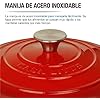 A Olla de Hierro Fundido 3.9L Rojo tipo Dutch Oven para Horno y Estufa, Horno Holandés Esmaltado con Tapa, Cacerola Antiadherente de Cocción Uniforme para Hornear y Asar. Mod. Róterdam.