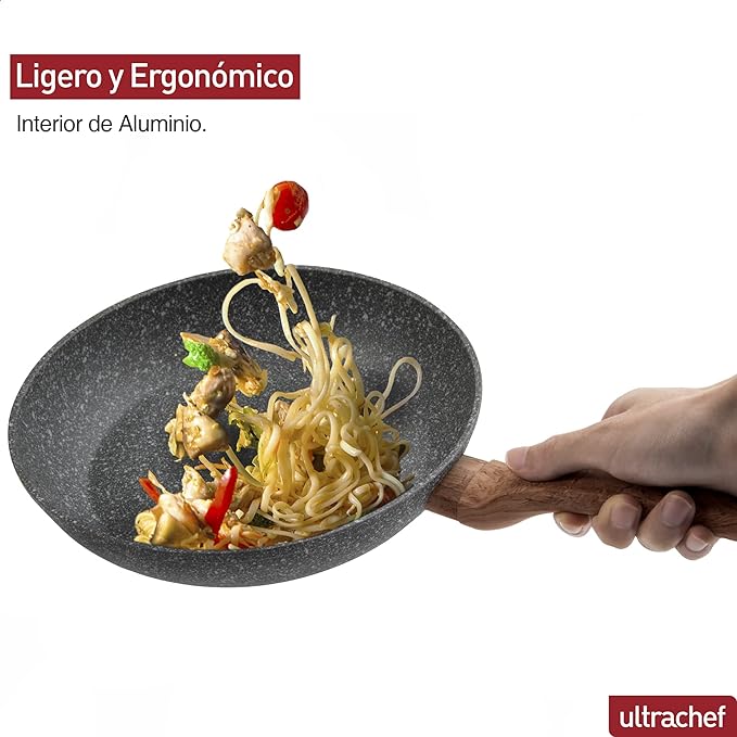 A Ultrachef Sartén con Revestimiento Antiadherente de Piedra de Alemania 100% libre de PFOA. 20cm.