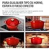 A Olla de Hierro Fundido 3.9L Rojo tipo Dutch Oven para Horno y Estufa, Horno Holandés Esmaltado con Tapa, Cacerola Antiadherente de Cocción Uniforme para Hornear y Asar. Mod. Róterdam.
