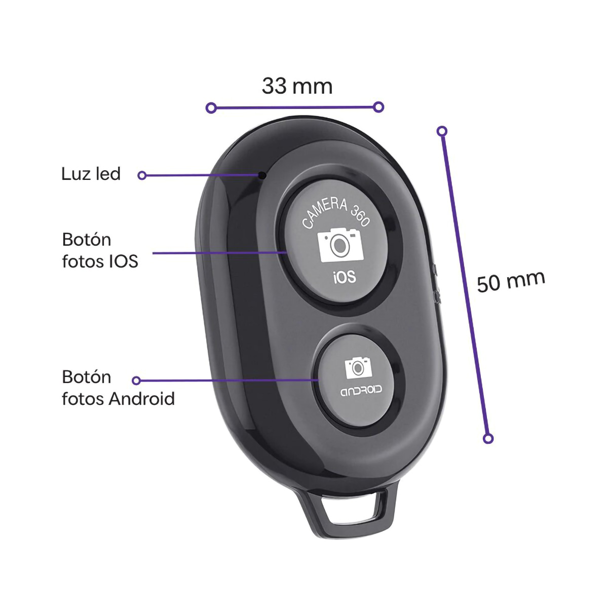 Disparador Shutter Selfie Foto Control Remoto Bluetooth Android iOS