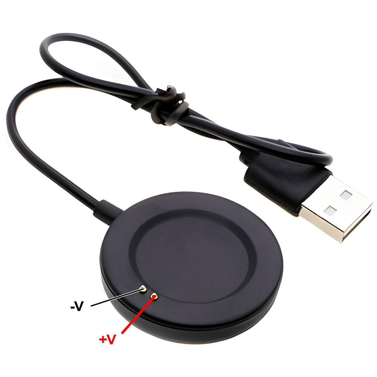 Cargador USB Smartwatch Reloj Inteligente 2 Pines Circular 5V Polaridad Inversa.