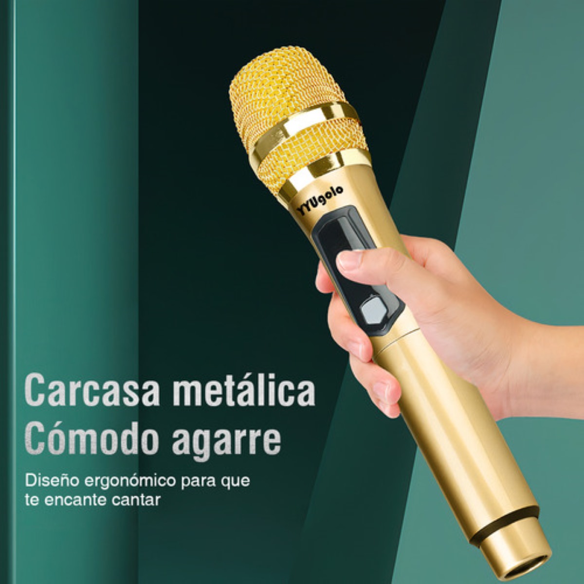 Micrófono Inalámbrico Profesional Karaoke Kit 2pcs Color Oro.