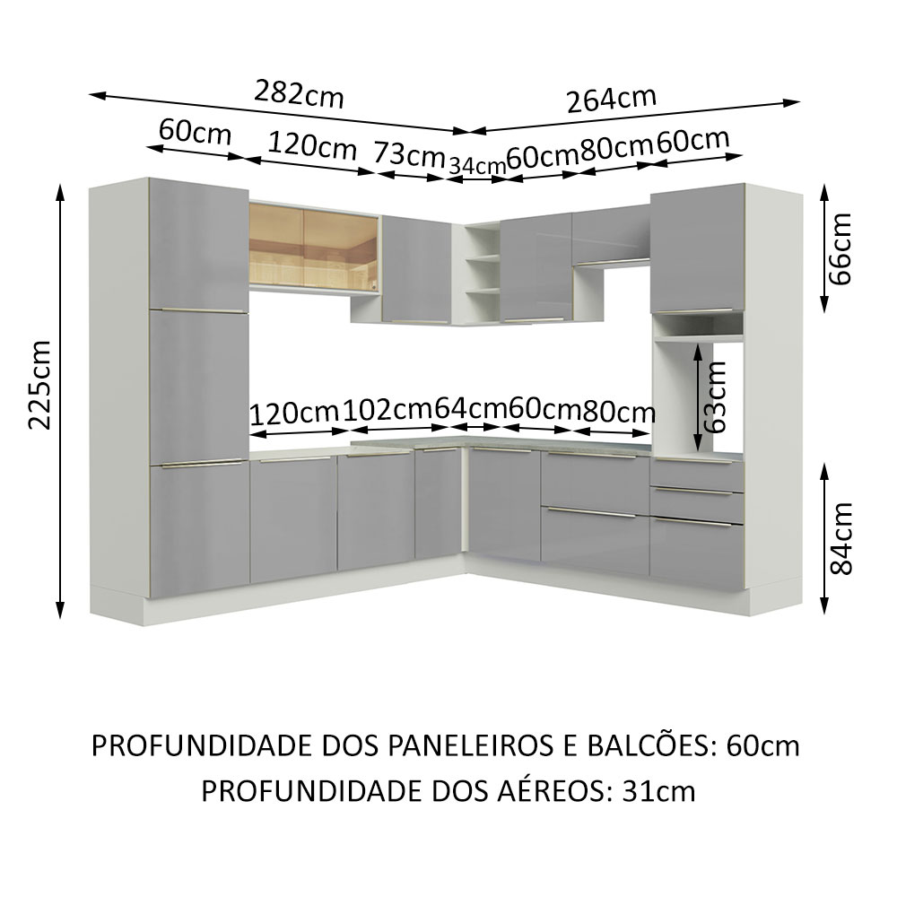 Cocina Integral Completa Modular Madesa Lux 546cm BG 01.