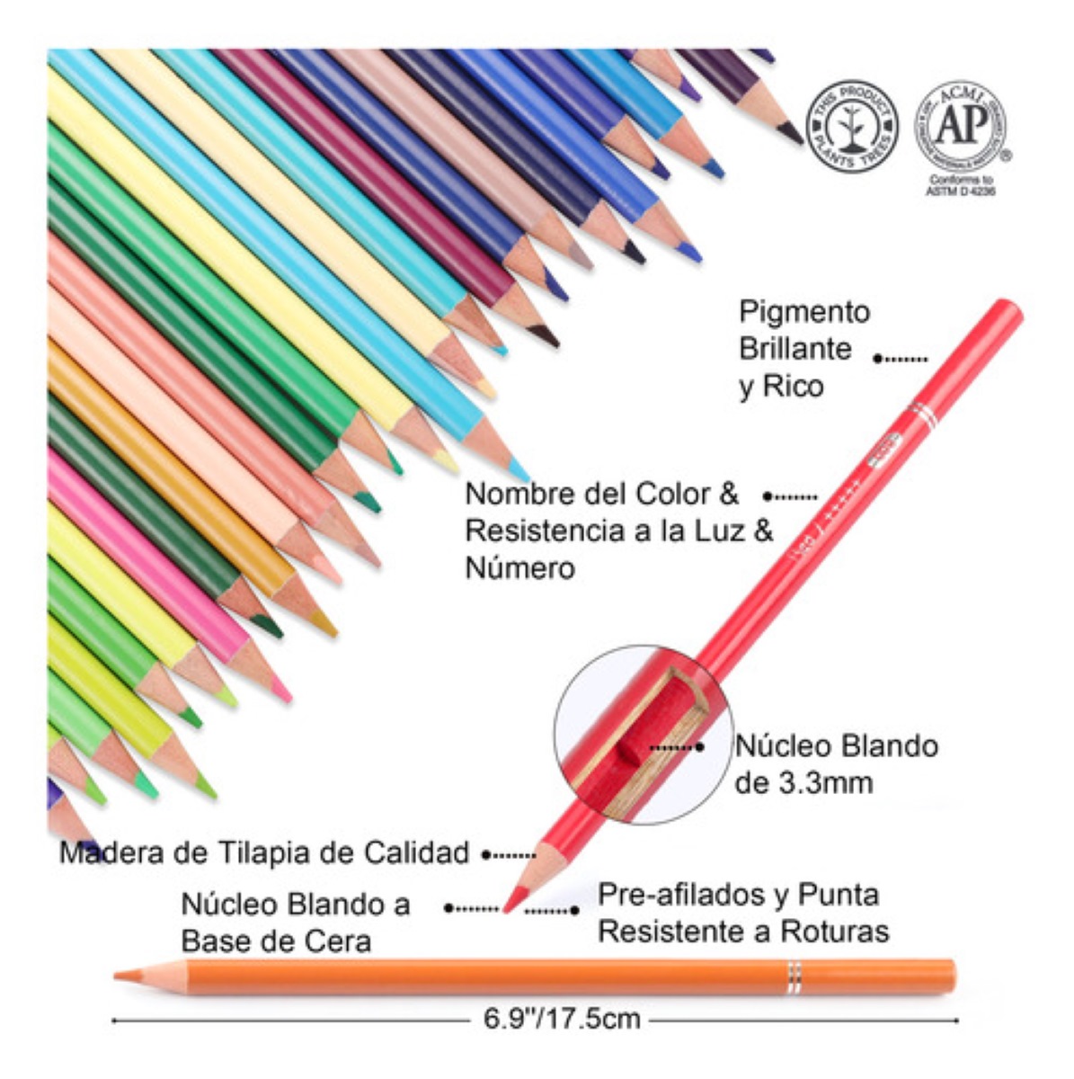 "Set De Lápices De Color Para Colorear P/adultos, 72 Colores ".