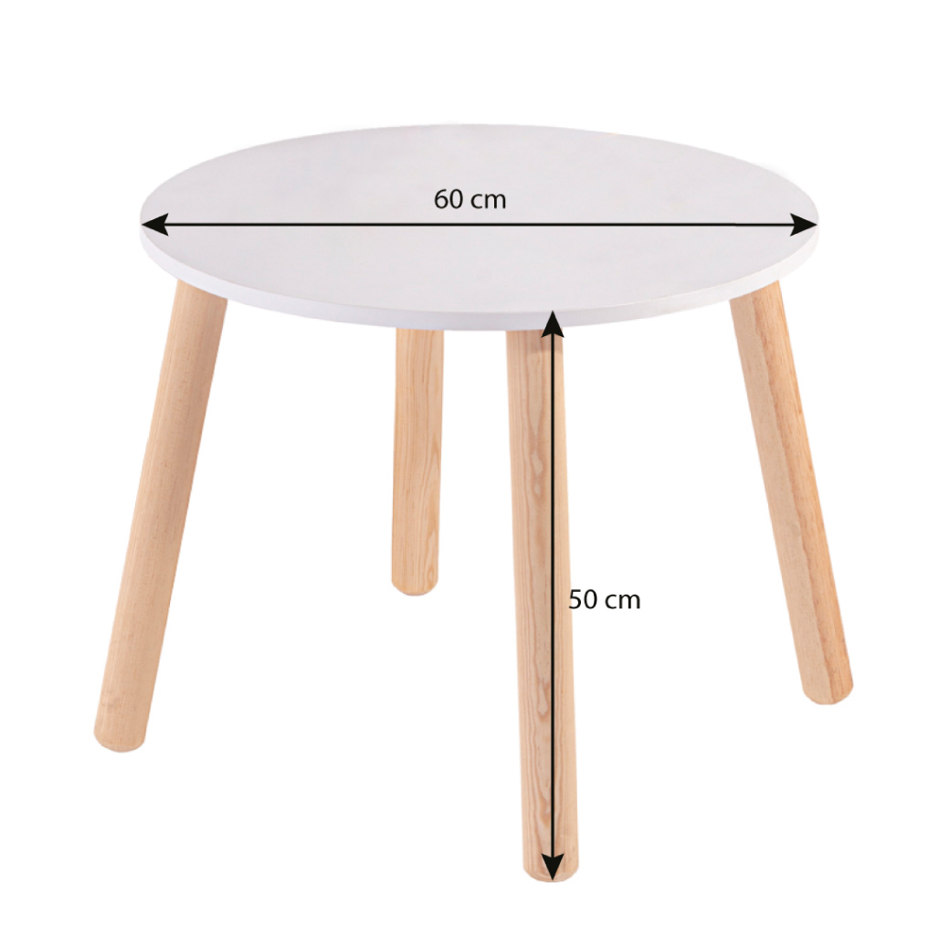 Mesa Infantil Circular Melamina Blanca Para Niños Y Niñas.