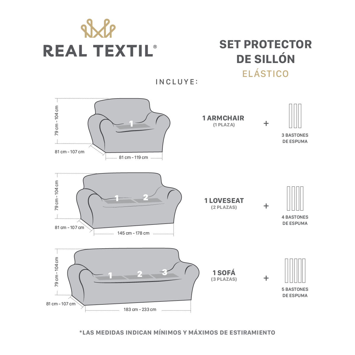Protector De Sala Elástico 3 Piezas ( Ch- M- G) Verde Menta REAL TEXTIL.