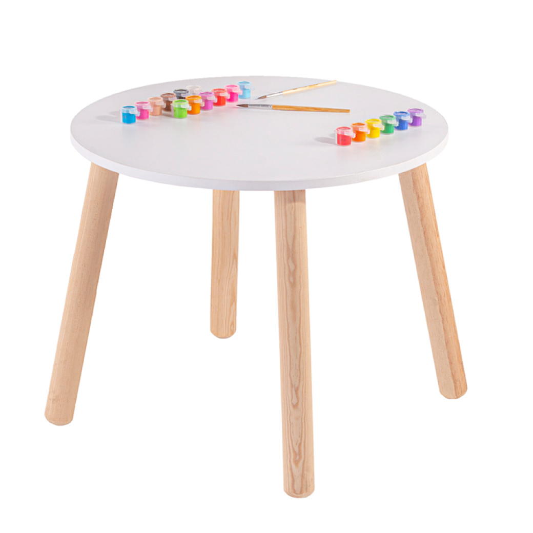 Mesa Infantil Circular Melamina Blanca Para Niños Y Niñas.