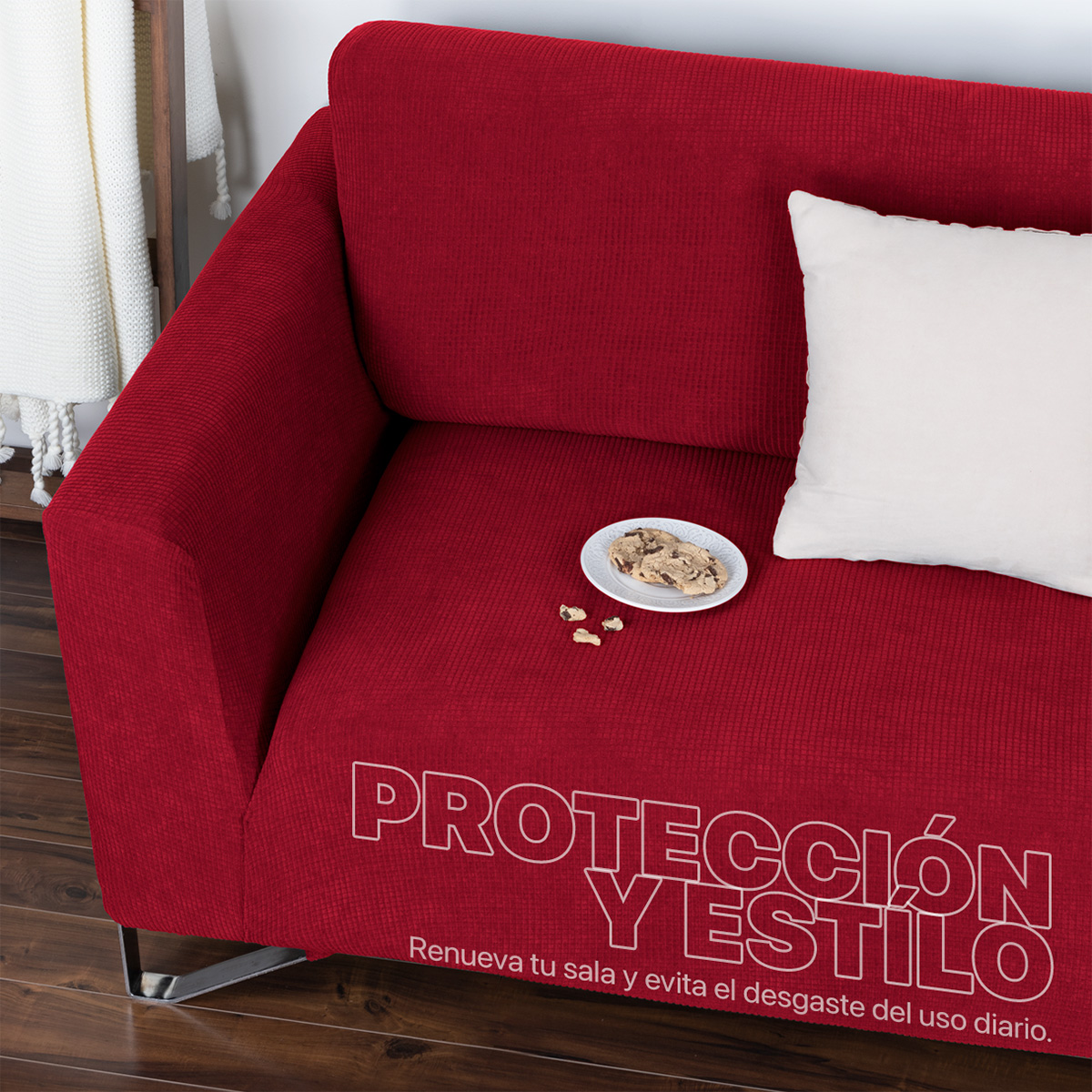 Protector De Sala Elástico 3 Piezas ( Ch- M- G) Tinto REAL TEXTIL.