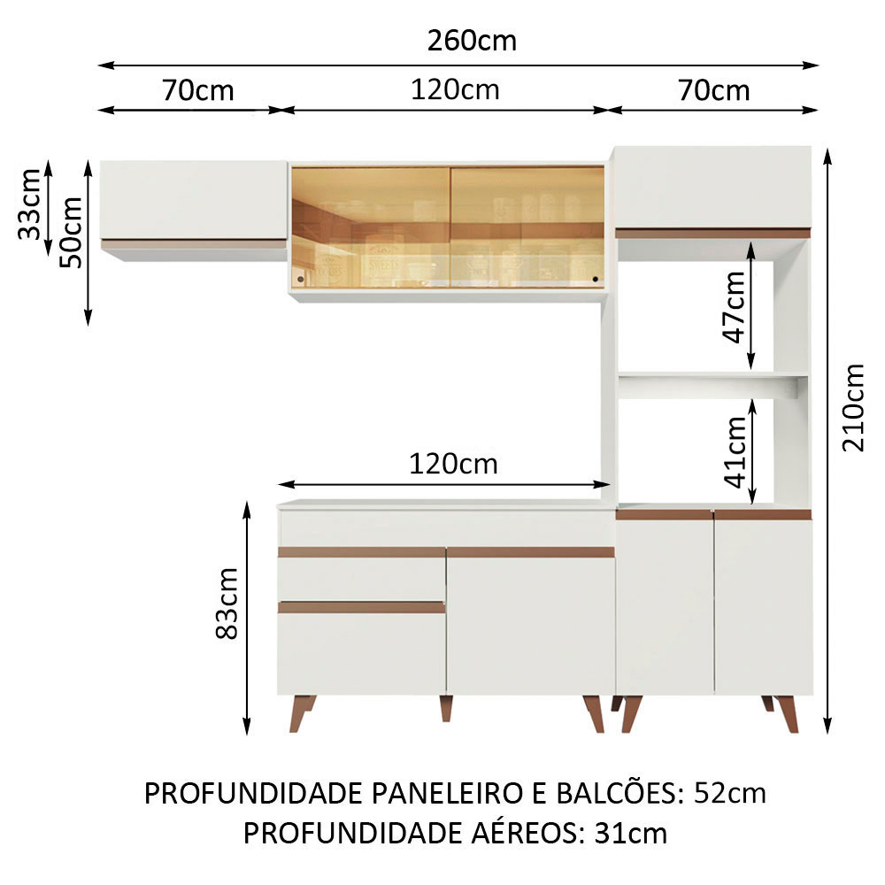 Cocina Integral Completa Modular Madesa Reims 260cm MM.